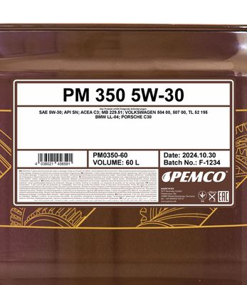PEMCO - Motorový olej 350 5W30 60L