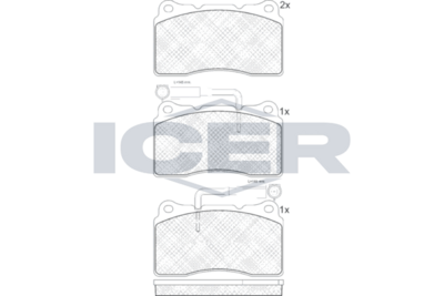 комплект спирачно феродо, дискови спирачки ICER