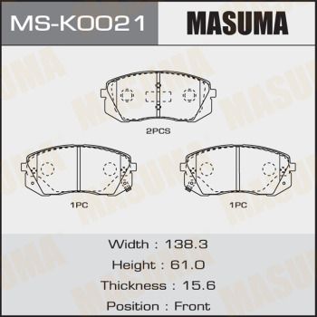Комплект тормозных колодок MASUMA MS-K0021 для KIA OPTIMA