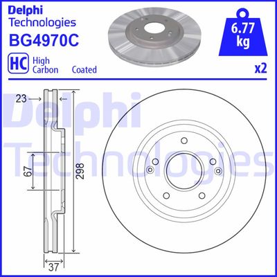 Тормозной диск DELPHI BG4970C для SSANGYONG XLV