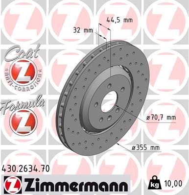ZIMMERMANN 430.2634.70 Тормозные диски для OPEL ASTRA J GTC 2.0 (08)