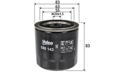 Масляный фильтр VALEO 586143 для HYUNDAI VELOSTER
