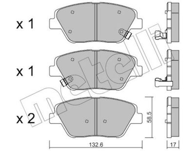 комплект спирачно феродо, дискови спирачки METELLI