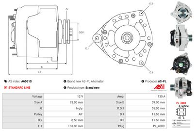 GENERATOR / ALTERNATOR AS-PL A6561S 4