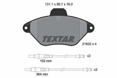 Комплект тормозных колодок, дисковый тормоз TEXTAR 2163201 для CITROËN XANTIA