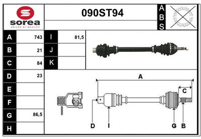 STARTCAR 090ST94 Полуось в сборе  для RENAULT 21 (B48_) 1.7