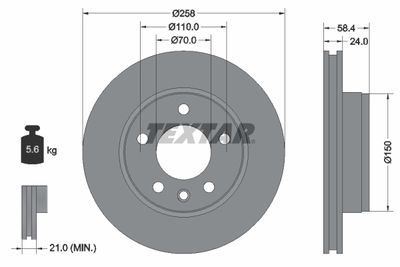 Тормозной диск TEXTAR 92038100 для CHEVROLET OMEGA