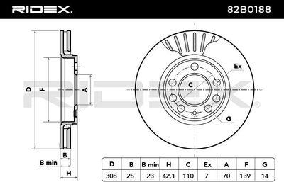 спирачен диск RIDEX 82B0188