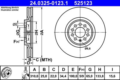 Тормозной диск ATE 24.0325-0123.1 для VW BORA