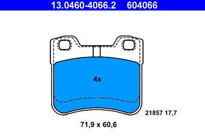 Комплект тормозных колодок, дисковый тормоз ATE 13.0460-4066.2 для CITROËN SAXO