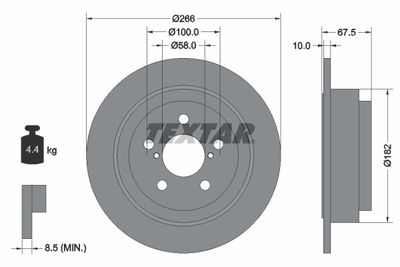 Тормозной диск TEXTAR 92082000 для SUBARU FORESTER