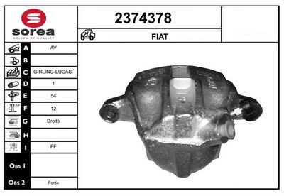 EAI 2374378 Тормозной суппорт  для FIAT TEMPRA (Фиат Темпра)