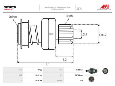 Friløpsgir, starter AUTOSTARTER SD9020