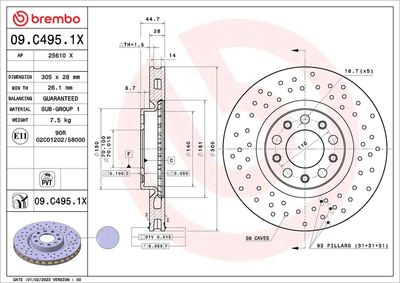 Bromsskiva BREMBO 09.C495.1X