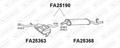 Глушитель выхлопных газов конечный VENEPORTE FA25190 для FIAT TEMPRA