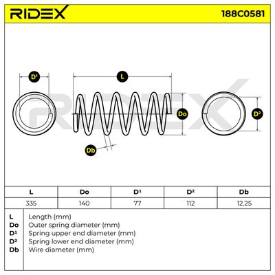 пружина за ходовата част RIDEX 188C0581