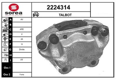 Тормозной суппорт EAI 2224314 для TALBOT SIMCA