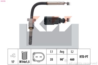 Čidlo, teplota výfukových plynů KW 422 036