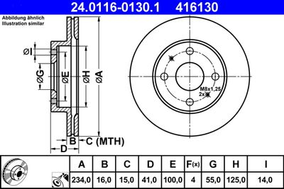 Тормозной диск ATE 24.0116-0130.1 для TOYOTA DUET