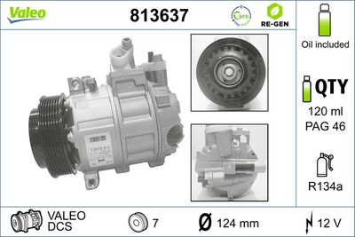 VALEO Compressor, airconditioning VALEO RE-GEN REMANUFACTURED (813637)