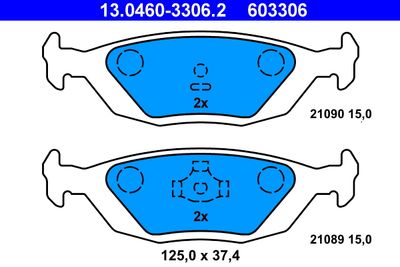 Комплект тормозных колодок, дисковый тормоз ATE 13.0460-3306.2 для VOLVO 460