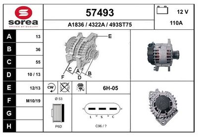 Генератор EAI 57493 для RENAULT KOLEOS