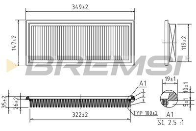 Воздушный фильтр BREMSI FA1632 для FIAT TIPO