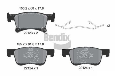 Комплект тормозных колодок, дисковый тормоз BENDIX Braking BPD1277 для OPEL ADAM
