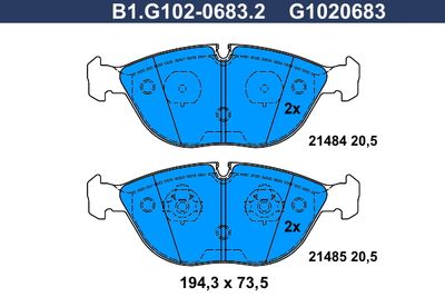 Комплект тормозных колодок, дисковый тормоз GALFER B1.G102-0683.2 для ROLLS-ROYCE SILVER