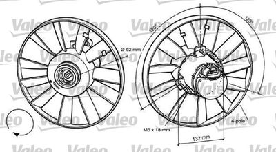 Вентилятор, охлаждение двигателя VALEO 696057 для VW PASSAT