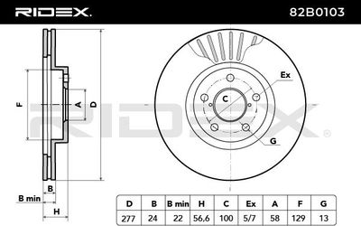 спирачен диск RIDEX 82B0103