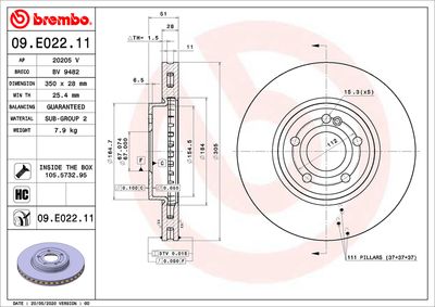 Bromsskiva BREMBO 09.E022.11