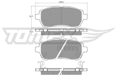 Комплект тормозных колодок, дисковый тормоз TOMEX Brakes TX 16-47 для DAIHATSU SIRION