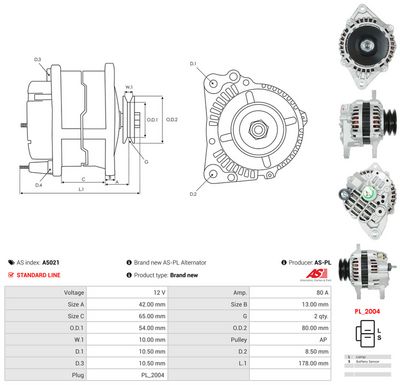 GENERATOR / ALTERNATOR AS-PL A5021 4