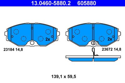 Комплект тормозных колодок, дисковый тормоз ATE 13.0460-5880.2 для NISSAN CEFIRO