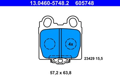 Комплект тормозных колодок, дисковый тормоз ATE 13.0460-5748.2 для TOYOTA ARISTO