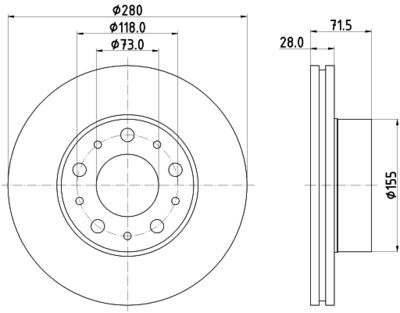 Тормозной диск HELLA 8DD 355 125-421 для FIAT DUCATO