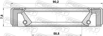 Těsnicí kroužek hřídele, kloubová hřídel FEBEST 95LAY-60900808R