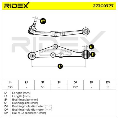 носач, окачване на колелата RIDEX 273C0777