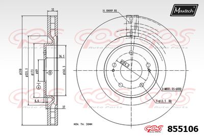 Тормозной диск MAXTECH 855106 для MITSUBISHI LANCER