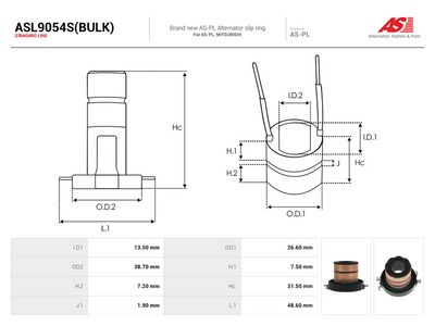 AS-PL - Klzný krúżok, alternátor , ASL9054S(BULK)