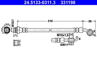 Тормозной шланг ATE 24.5133-0311.3 для FORD S-MAX