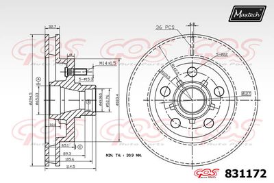 Тормозной диск MAXTECH 831172 для CHEVROLET C1500