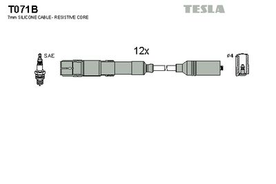 Комплект проводов зажигания TESLA T071B для CHRYSLER CROSSFIRE