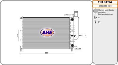 Радиатор, охлаждение двигателя AHE 123.042/A для RENAULT 21