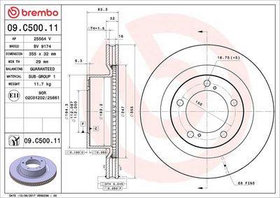 BREMSSCHEIBE BREMBO 09C50011 1