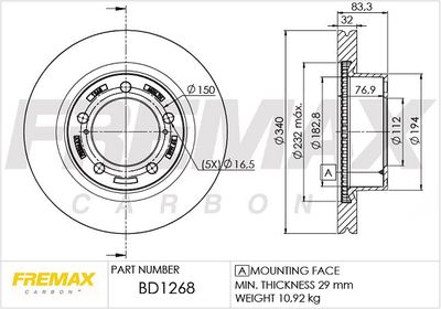 Тормозной диск FREMAX BD-1268 для LEXUS LX