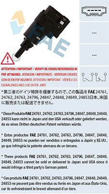 FAE 24763 Выключатель стоп-сигнала  для SEAT CORDOBA (Сеат Кордоба)