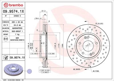 Brake Disc 09.9574.1X