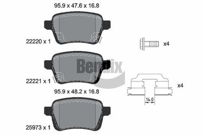 Комплект тормозных колодок, дисковый тормоз BENDIX Braking BPD1504 для OPEL ADAM